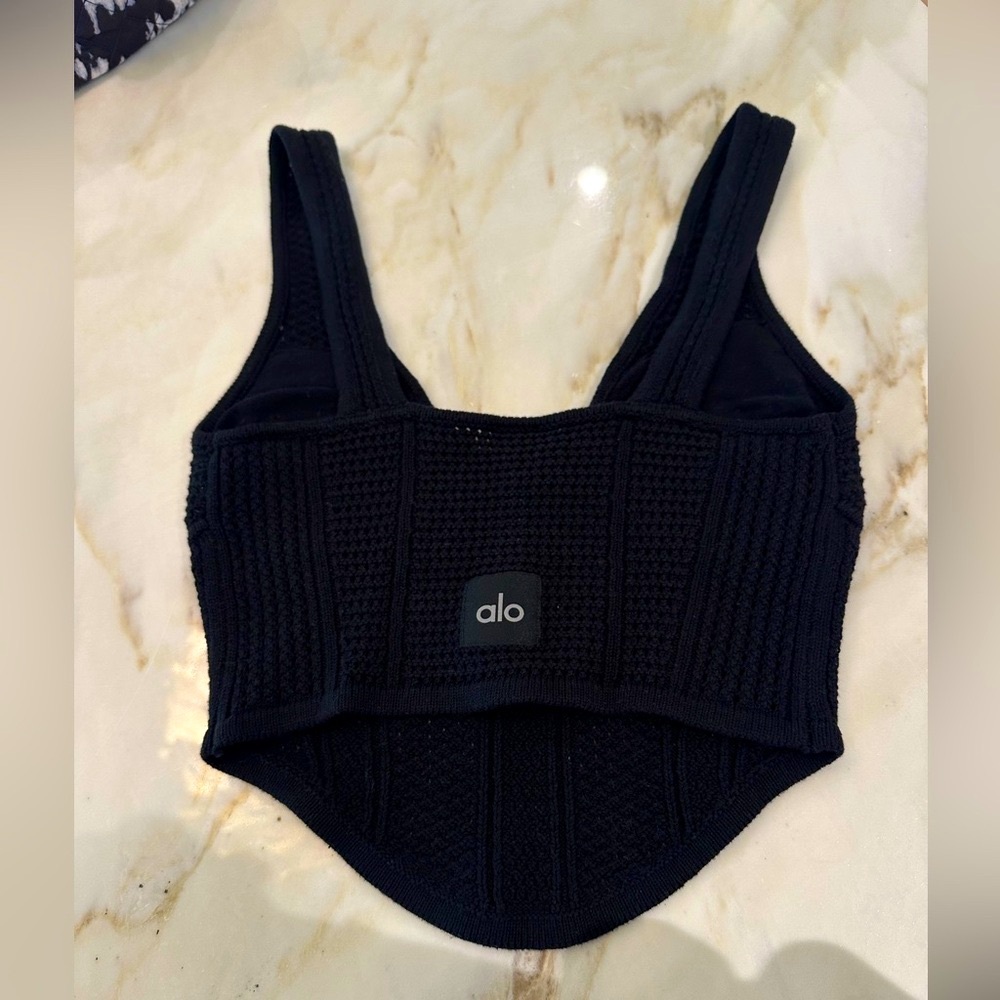 ALO yoga open knit chase the sun corset tank black - Picture 4 of 7
